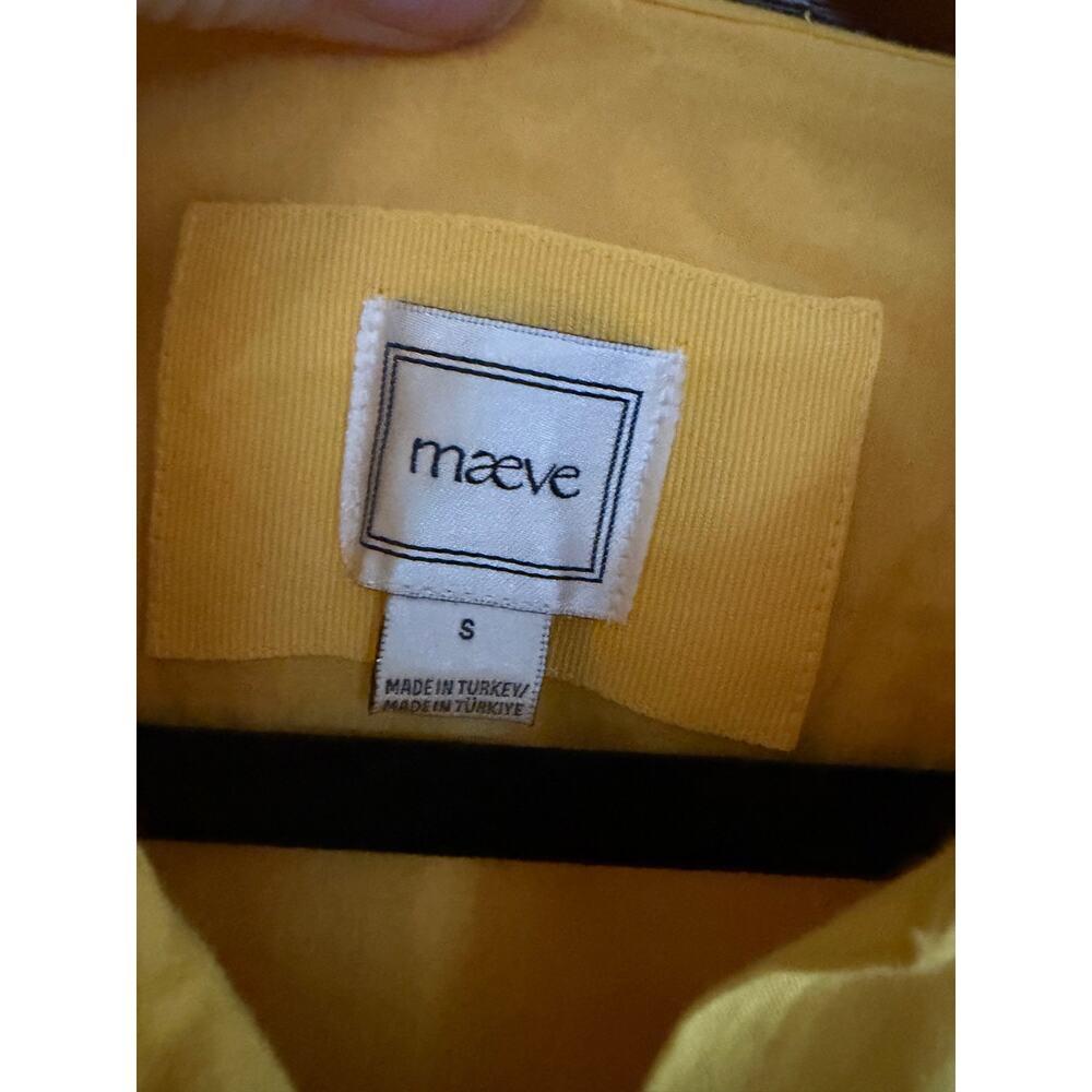 Maeve Anthropologie Yellow Embroidered Shirt Dress Belted Lined Size Small - Picture 3 of 4